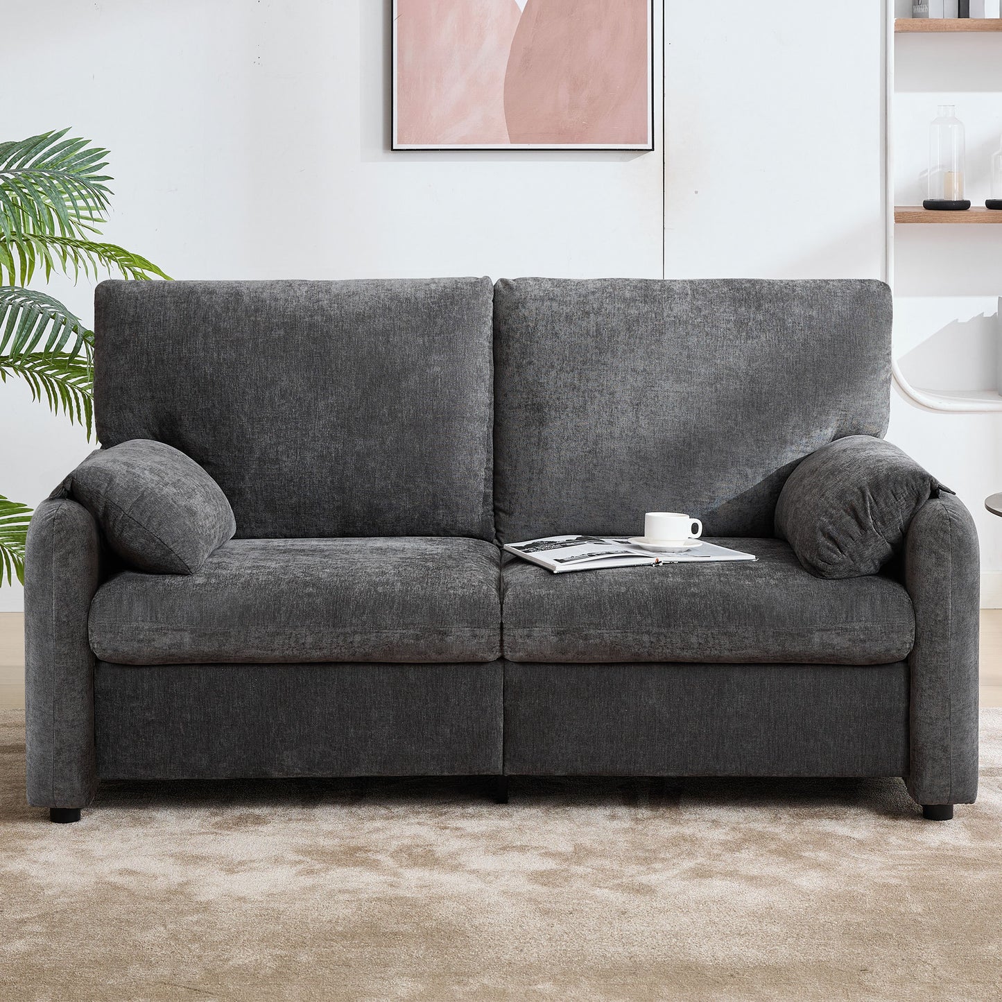 800LBS Down filled sofas, 60 inch minimalist sofa, with multiple colors in the living room and bedroom,GREY