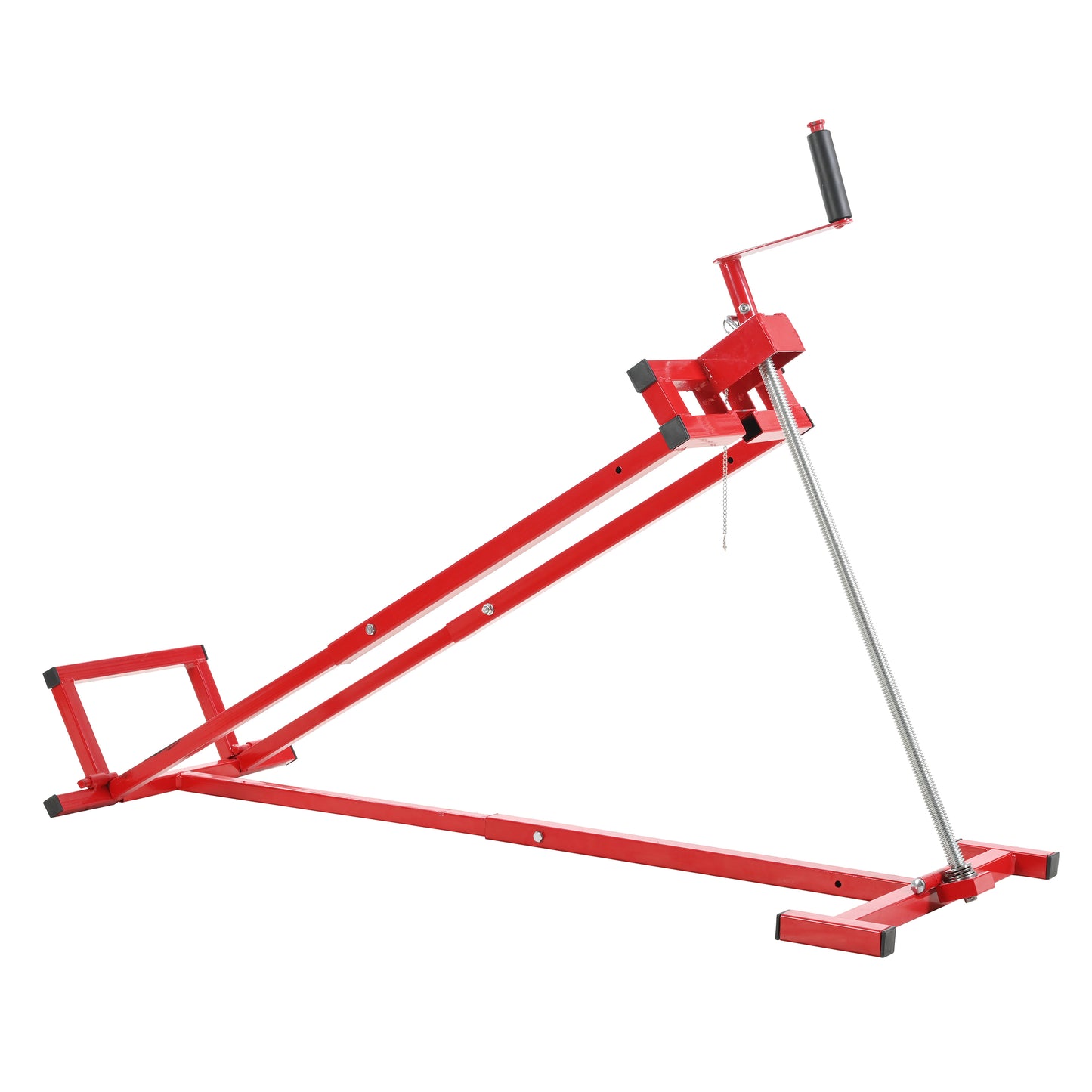Universal Easy Lawn Mower Lift for Riding Tractors, 800 Lbs Capacity, 45° Tilt Adjustable, Red Steel Construction