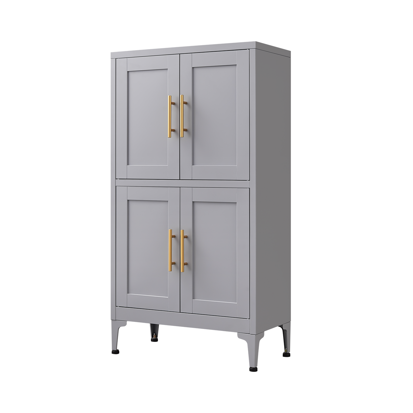 Grey Metal Kitchen Storage Cabinet, Kitchen Pantry Storage Cabinet with Doors and Shelves, Storage Cabinet with Adjustable Leveling Foot for Kitchen, Living Room and Dining Room