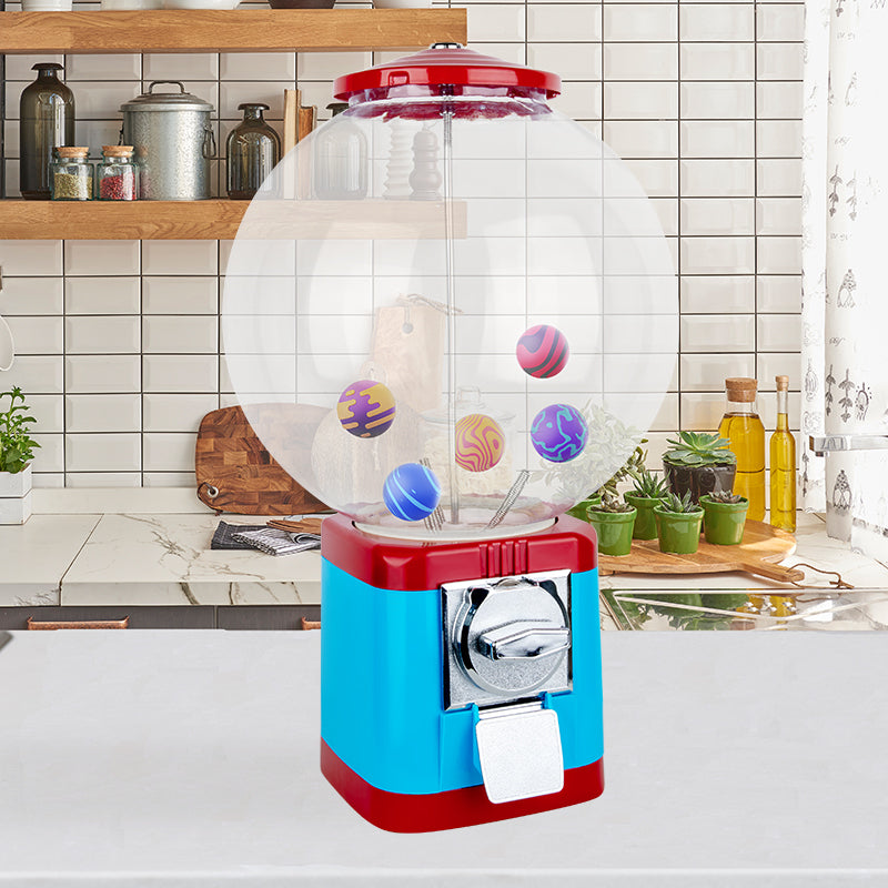 Gumball Machine for Kids, Home Candy Vending Machine,Round Gumball Dispenser, Bubble Gum Machine for Game Stores, Coin Operated Gumball Bank for Toy Capsules Bouncy Balls Candy