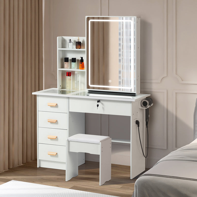Newly designed smart mirror dressing table with drawers and storage cabinet, dressing table with dressing pad for bedroom, dressing room
