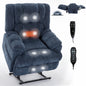 Dual Motor Heat Massage Infinite Position Up to 350 LBS Electric Power Lift Recliners with Power-Remote, Medium-firm and Heavy Duty, Blue
