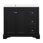 36'' Transitional Bathroom Vanity with Ceramic Sink, Black Painted Finish, Solid Wood Frame, Soft-Close Doors, Adjustable U-Shaped Shelf, 3 Drawers Including Divided Drawer