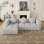 Modern upholstered combination sofa set, fully compressed modular 103' L-shaped combination living room sofa set with 3 pillows, free combination sofa for living room and bedroom (left side recliner)