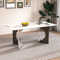 Marble Dining Table for 6-8, 71' Modern Luxury Dining Room Table for Kitchen, Carrara Gold Rectangular Table with Stainless Steel Base
