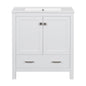 Transitional 30-Inch White Bathroom Vanity with Single Sink, Solid Wood Frame, Soft Closing, Multifunctional Storage