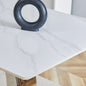 Only Table TOP. 63x31.5-inch White Marble-Textured Slate Dining Table - A Choice of Elegance and Durability.