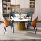 53' Marble Round Dining Table, Sintered Stone Round Dining Table with Stainless Steel Cone Base, Dining Table for Kitchen Dining Room for 4-6 people-Bronzed Base with 4 Chiars