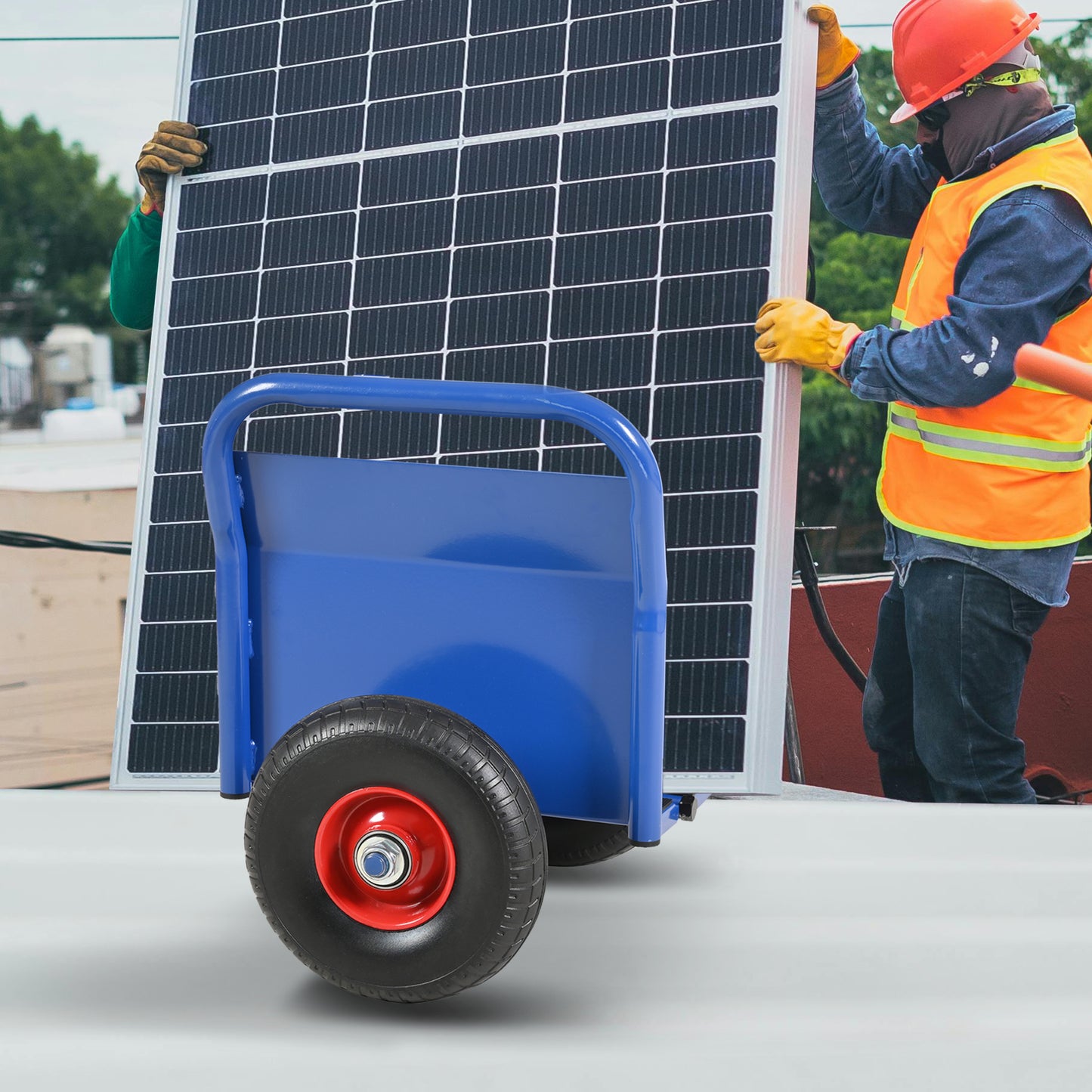 Super Weight 1000 LBS Heavy Duty Panel Dolly, Slab Dolly, Two Nice Handles, 10' Solid Rubber Tires,, All-Terrain Movement for Heavy Drywall Sheet & Door Material (Blue)