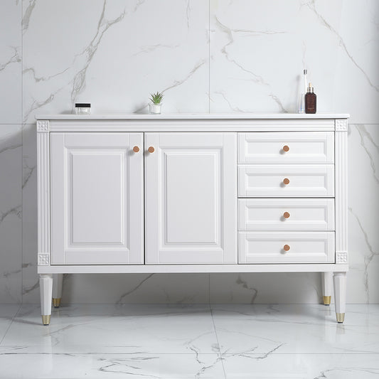 48'' Bathroom Vanity with Top Sink, Bathroom Storage Cabinet with 2 Soft Closing Doors and 3 Drawers, Single Sink Bathroom Vanity. White