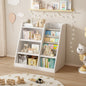 White Wooden Toy Storage Organizer Cabinet  Kids Bookshelf  Children Bookcase Toddler Baby Sling Book Rack Shelf for Playroom Bedroom Nursery Hallway School Kindergarten Living Room