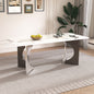 Marble Dining Table for 6-8, 79' Modern Luxury Dining Room Table for Kitchen, Carrara Gold Rectangular Table with Stainless Steel Base (Only Table)