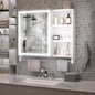 Modern 32 x 28 inches Aluminium Bathroom Cabinets, Medicine Cabinets with Mirrors and LED Lights, Bathroom Lockers with Multilevel Storage Compartments and Towel Rails
