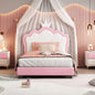 Twin size Upholstered Princess Bed With Crown Headboard,Twin Size Platform Bed with Headboard and Footboard,White+Pink(Old SKU:WF303336AAH)
