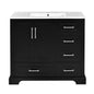 Traditional 36' Bathroom Vanity with Ceramic Sink and Black Cabinet with Soft Close Doors and Drawers