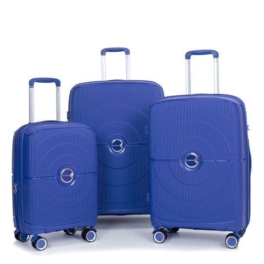 Expandable Hardshell Suitcase Double Spinner Wheels PP Luggage Sets Lightweight Durable Suitcase with TSA Lock,3-Piece Set (20/24/28) ,Navy-NEW SKU W284P197041/W284P197039