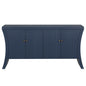Refined Industrial 4-Door Credenza with Wooden Arc Legs & Bronze Clasps – Advanced Storage Design, Navy Blue