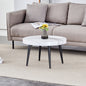 Elegant White Marble Pattern Round Coffee Table - Diameter 23.6 Inches, Exquisite Suction Molding Process,White Marble Pattern Design,Black Sprayed Metal Leg.