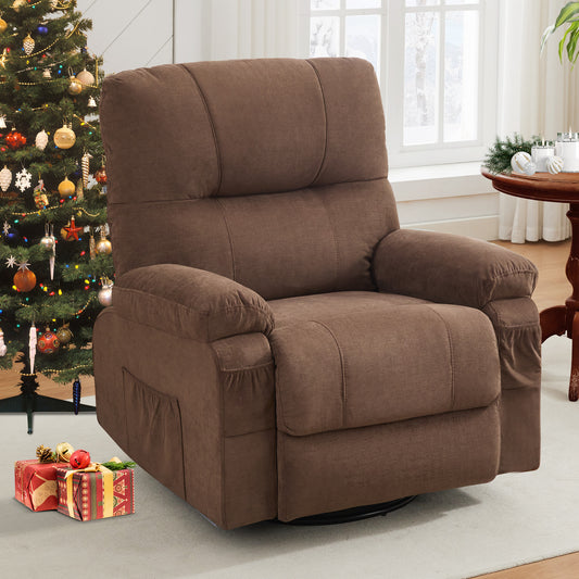 Recliner chair,360 degree rotating swing single sofa chair, equipped with soft cushion and backrest, comfortable armchair, suitable for living room lounge chair,BROWN