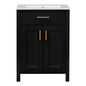 Luxurious 24' Bathroom Vanity Combo with Ceramic Sink, Space-Saving Design, Black, Solid Wood and MDF