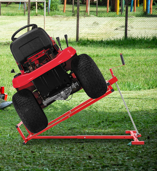 800 Lbs Easy Lawn Mower Lift for Riding Tractors , Capacity Lawn Tractor Lifter, Ride-on Mower, Cleaning Aid, Universal, Lawn Tractor Lift, Lawn Tractor + 45° Tilt Adjustable, red