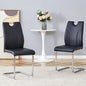 Black PU Dining Chair Set.Uniquely designed black dining chairs. PU material, paired with silver metal chair legs. Suitable for offices, restaurants, kitchens, conference rooms, etc.(Set of 2)
