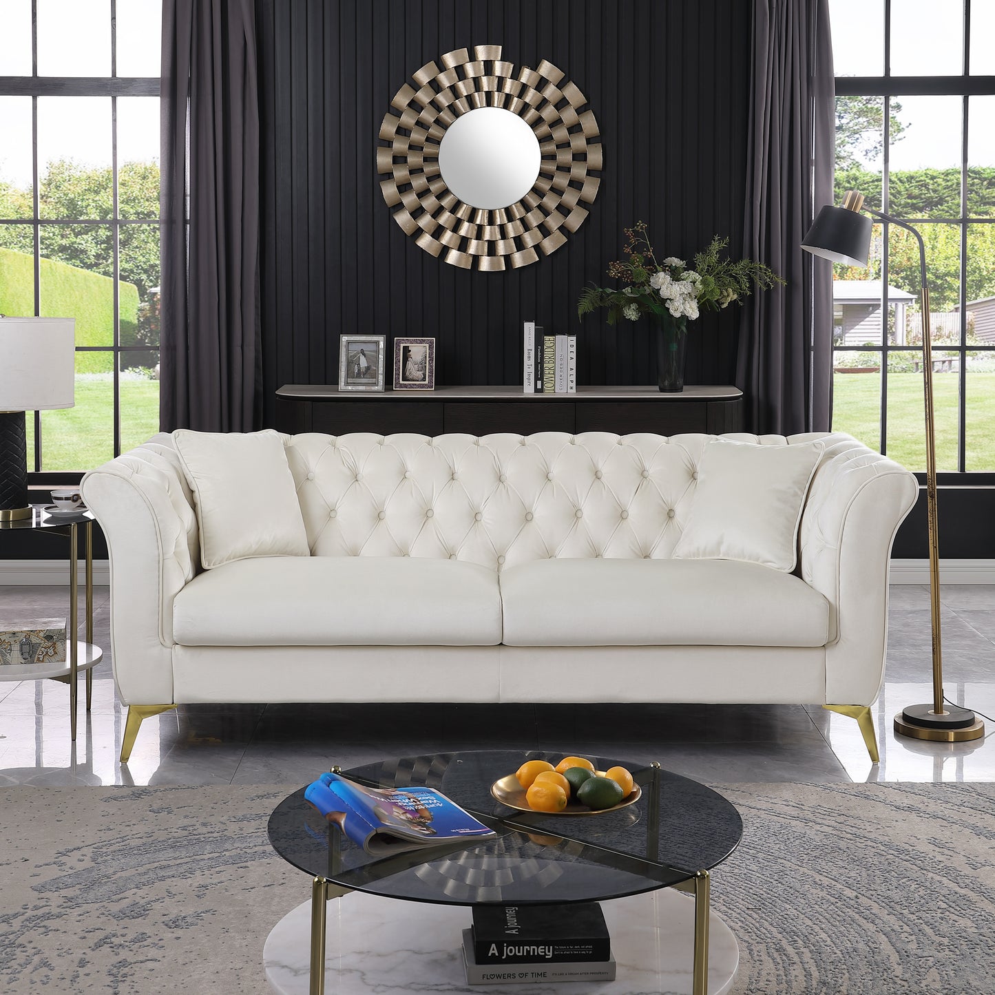 Chesterfield sofa ,Stanford sofa ,  high quality Chesterfield sofa ,BEIGE , tufted and wrinkled fabric  sofa;contemporary Stanford sofa .loverseater; tufted sofa with scroll  arm and scroll back