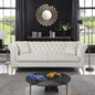 Chesterfield sofa ,Stanford sofa ,  high quality Chesterfield sofa ,BEIGE , tufted and wrinkled fabric  sofa;contemporary Stanford sofa .loverseater; tufted sofa with scroll  arm and scroll back