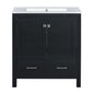 Transitional 30' Black Bathroom Vanity with Single Sink, Soft Close Doors, Solid Wood Frame, Ceramic Undermount Sink