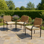3-Piece Outdoor Dining Chairs Set, Rattan Backrest Patio Chairs with Removable Oatmeal Cushions, 400 lbs Capacity, All-Weather Wicker Chairs for Garden, Backyard and Porch