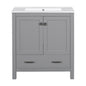 Transitional 30' Gray Bathroom Vanity with Single Sink, Solid Wood Frame, Soft Closing Storage