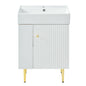 Hearth & Haven Amelia 21.6' Bathroom Vanity with Storage Cabinet, Single Ceramic Sink and Left Side Storage, White