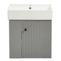 Modern Floating Bathroom Vanity with Ceramic Basin, Left Side Storage, Gray MDF, 21.6 Inch