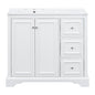 36'' Transitional Bathroom Vanity with Ceramic Sink - White Painted Finish, Solid Wood Frame, Soft-Close Doors, Adjustable U-Shelf, 3 Drawers