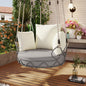 Outdoor Porch Swing Chair Hanging Basket, Hanging Chair with UV Resistant Cushion, Olefin Fabric for Patio Porch, Balcony, Beige