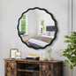 Solid Wood Wavy Mirror-Black Vanity Mirror Wall Decor 36' x 36' Modern Mirror Wall Decor for Bathroom, Bedroom, Living Room, Dining Room, Cloakroom, Entryway