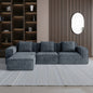 118-inch modular sofa can be converted into an oversized sofa bed Free conversion sofa set flexible configuration, soft corduroy cloud velvet fabric Three-person combination with footrest  gray
