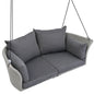 51.9' 2-Person Hanging Seat, Rattan Woven Swing Chair, Porch Swing With Ropes, Wicker and Cushion