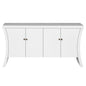 Refined Industrial 4-Door Credenza with Wooden Arc Legs & Bronze Clasps, Advanced Storage Design, White