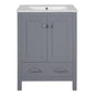 48-Inch Transitional Bathroom Vanity with Integrated Ceramic Undermount Sinks, Soft-Close Doors, Divided Drawer, and Double-Layer Door Shelves in Grey Finish