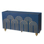 Modern Fluted Sideboard Buffet with Adjustable Shelves, Curve Element with Strict Lines, Navy Blue