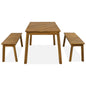 3-Piece Acacia Wood Dining Set with Dining Table and Bench