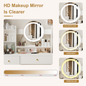 Fashion Vanity Desk  Mirror 3 Color Lighting Brightness Adjustable