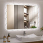 38.5X25 Inches Bathroom Mirror with LED Lights, Smart Mirror with Anti-Fog and Adjustable Brightness Function, Wall Mount Makeup Mirror with Crystal Acrylic Frame