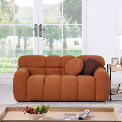 64.98 length ,35.83' deepth ,human body structure for USA people,  marshmallow sofa,boucle sofa ,2  seater,  LIGHT BROWN BOUCLE