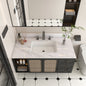 43 Inch Marble Vanity Top, White Vanity Top with 3 Pre-drilled Faucet Holes, Bathroom Vanity Top with Undermount Rectangular Middle Sink and 4' Height Backsplash,  Bianco Carrara Venato