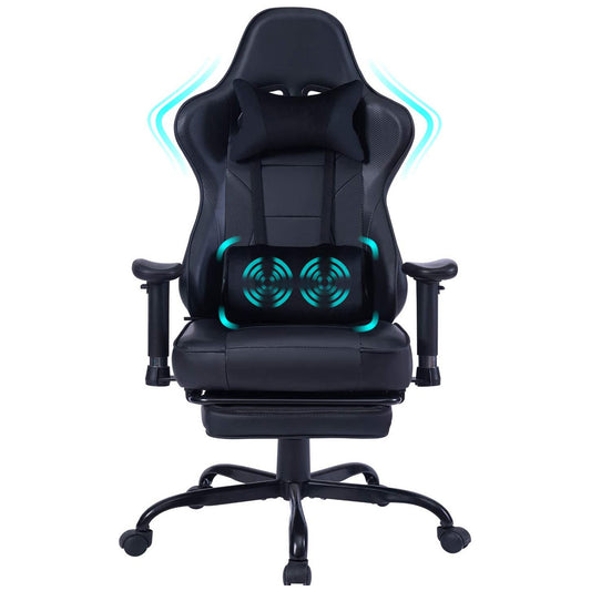 Game chair, ergonomically designed computer chair with headrest and 2D armrests, waist pillow electronic lounge chair with vibration massage function, competitive chair