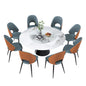 59' Marble Round Dining Table, Sintered Stone Round Dining Table with Stainless Steel Cone Base, Sturdy Dining Table for Kitchen Dining Room for 4-6 people (with 8 Gray Chairs)