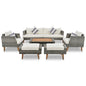 GO 6-Pieces All Weather PE Wicker Sofa Set with Double Cushions, Wood Legs, Beige and Gray