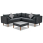 4-Pieces L-shape Outdoor Wicker Sofa Set with Colorful Pillows